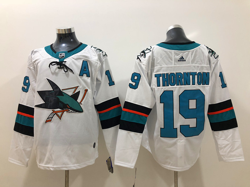 Men's San Jose Sharks Joe Thornton #19 White Breakaway Jersey
